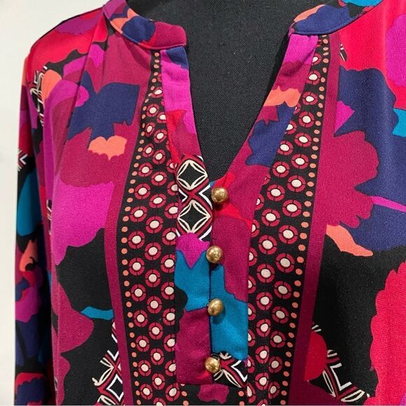 Dana Buchman Pink Floral and Geometrical Print Top Size L - Picture 3 of 6